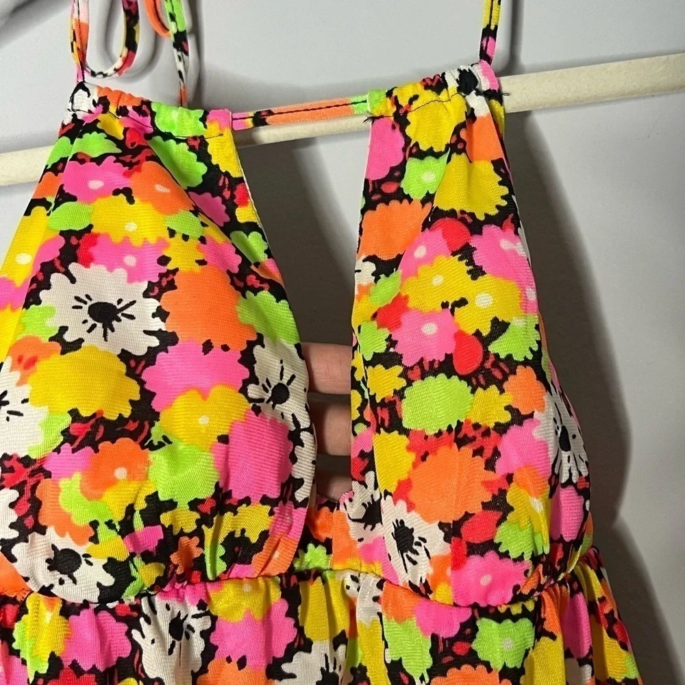Sears 70s Floral Retro Halter Tankini Top 8